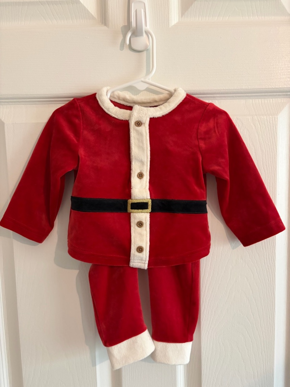 Carter’s Baby Santa Outfit, 6 months, Red Velour Christmas Pajamas, Holiday set